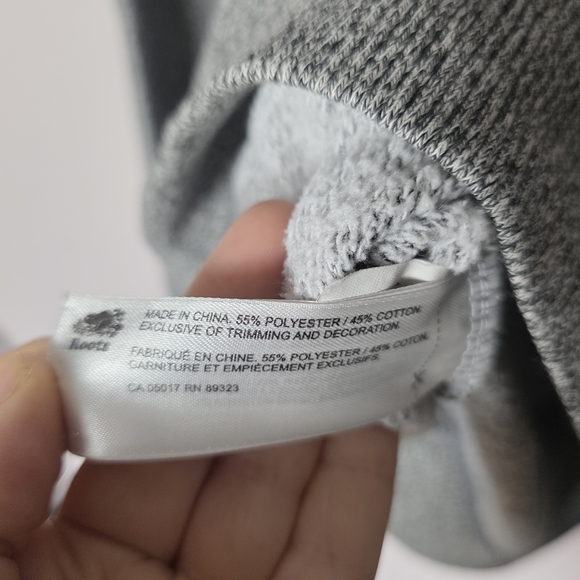 Roots Canada Beaver Logo Hoodie Gray Salt & Pepper Pullover Sweatshirt Medium - Picture 7 of 7